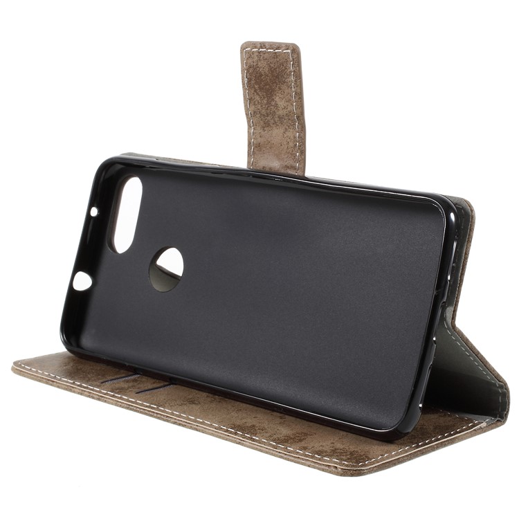 Vintage Style Leather Wallet Phone Casing with Stand for Asus ZenFone Max Plus (M1) ZB570TL - Khaki-4
