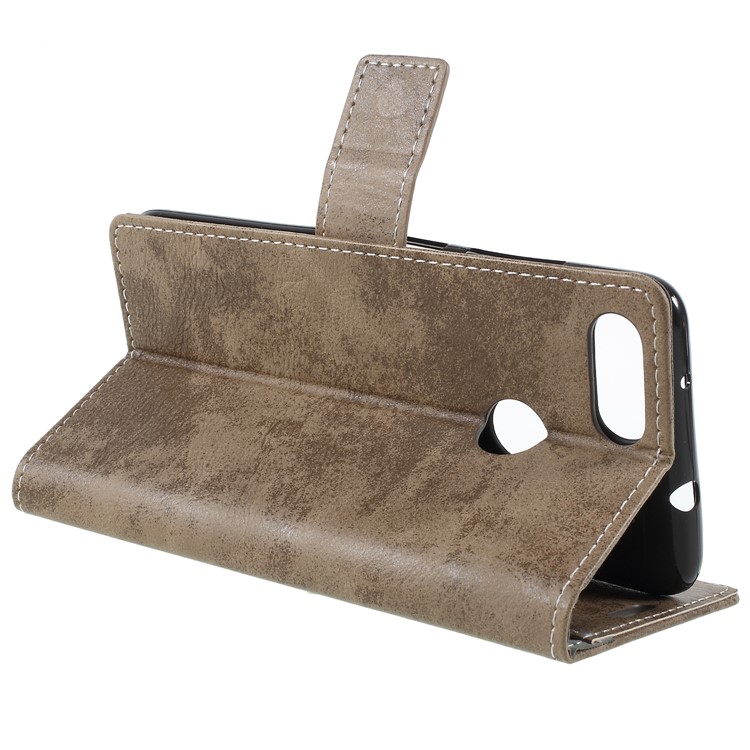 Vintage Style Leather Wallet Phone Casing with Stand for Asus ZenFone Max Plus (M1) ZB570TL - Khaki-5
