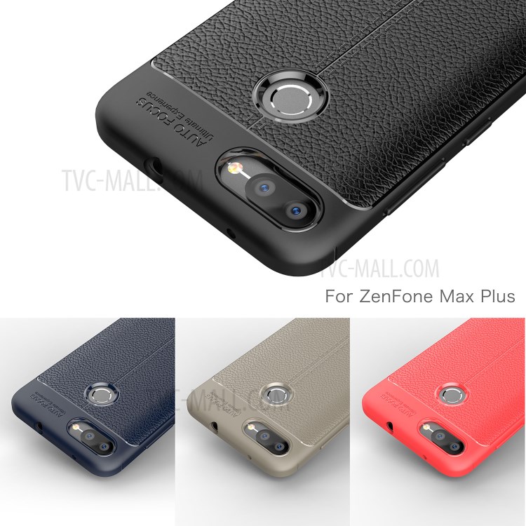 Litchi Grain Soft TPU Back Cover for Asus ZenFone 4 Max Plus (ZC554KL) - Black-14