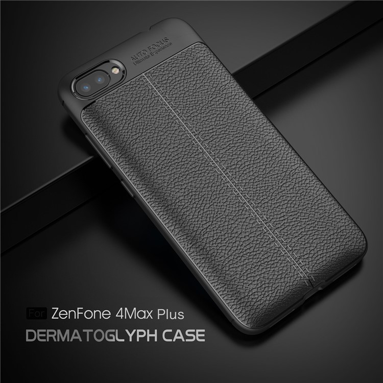 Litchi Grain Soft TPU Back Cover for Asus ZenFone 4 Max Plus (ZC554KL) - Black-2