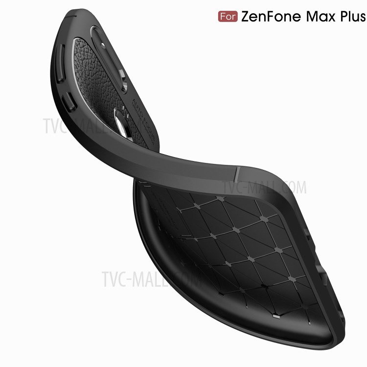 Litchi Grain Soft TPU Back Cover for Asus ZenFone 4 Max Plus (ZC554KL) - Black-9