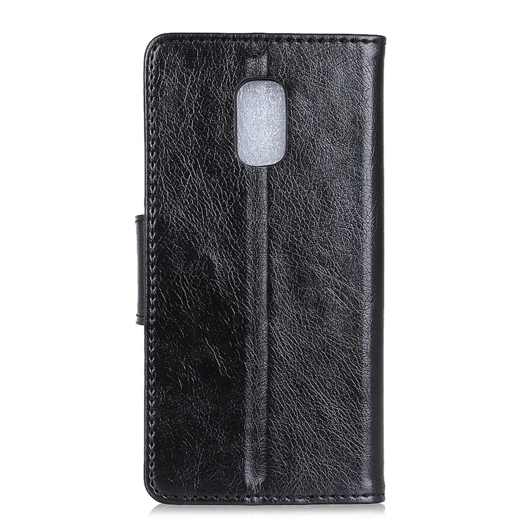 Textured Split Leather Wallet Case for ASUS ZenFone V Live V500KL - Black-1