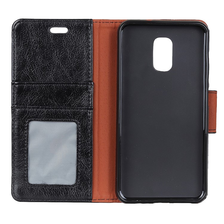 Textured Split Leather Wallet Case for ASUS ZenFone V Live V500KL - Black-2