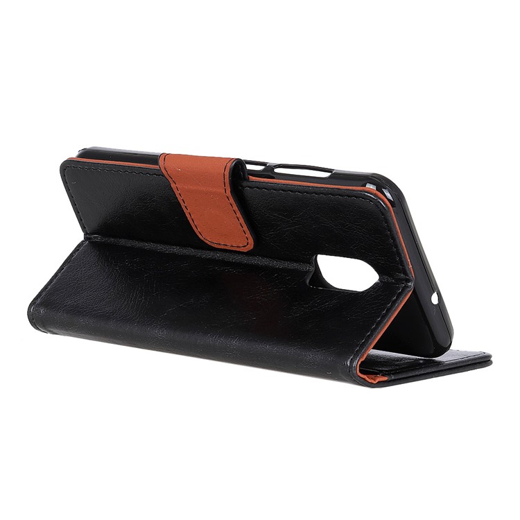 Textured Split Leather Wallet Case for ASUS ZenFone V Live V500KL - Black-3
