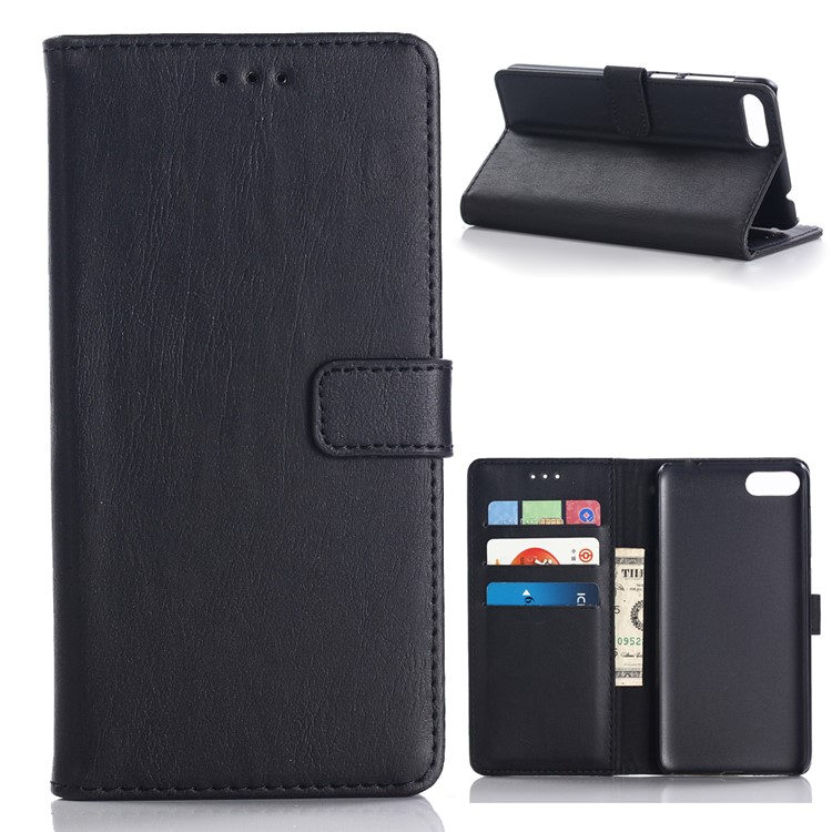 Retro Style Leather Wallet Case for Asus Zenfone 4 Max ZC520KL - Black-1
