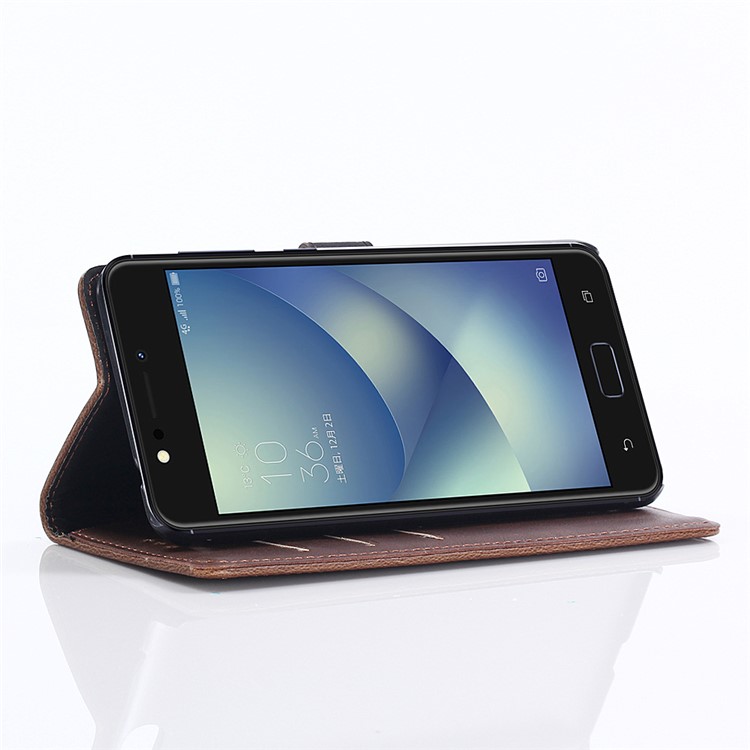 Retro Style Leather Wallet Case with Stand for Asus Zenfone 4 Max ZC520KL - Coffee-9