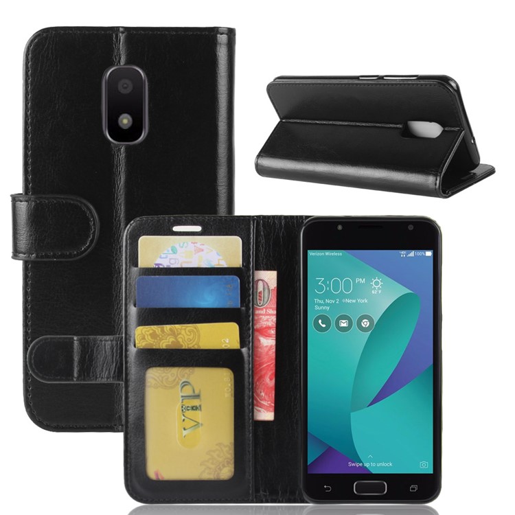 Crazy Horse Magnetic Stand Wallet Leather Mobile Phone Case for ASUS ZenFone V Live V500KL - Black-2