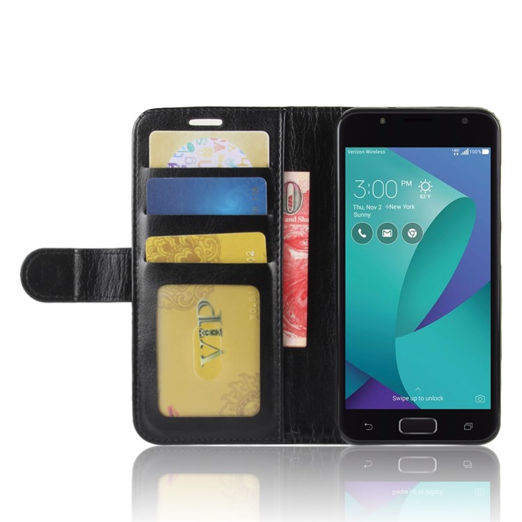 Crazy Horse Magnetic Stand Wallet Leather Mobile Phone Case for ASUS ZenFone V Live V500KL - Black-5