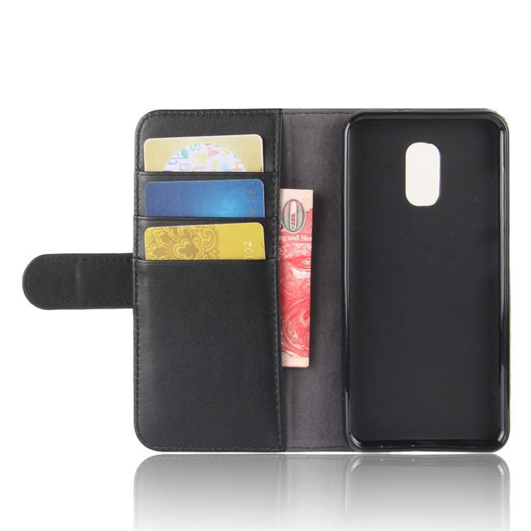 Genuine Split Leather Wallet Folio Stand Phone Cover for ASUS ZenFone V Live V500KL - Black-3
