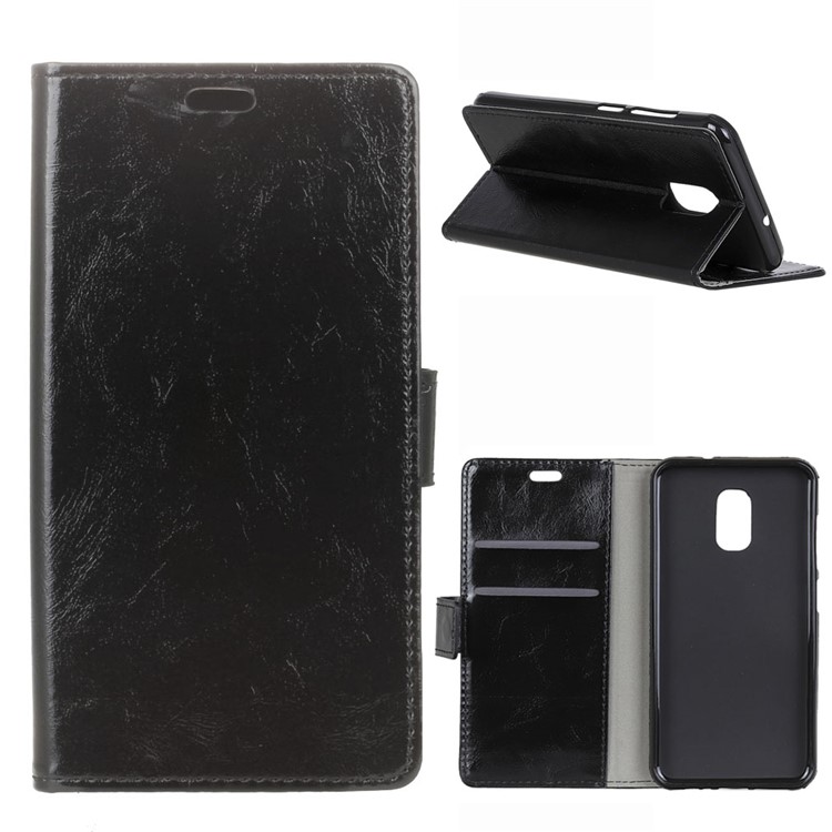 Crazy Horse Texture Wallet Stand Leather Case for ASUS ZenFone V Live V500KL - Black-1