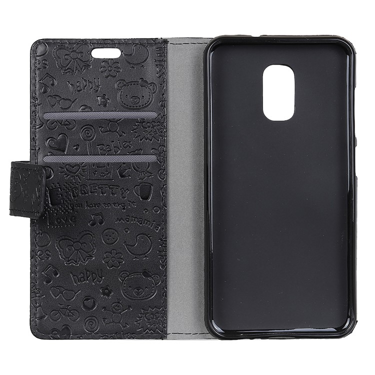 Cartoon Graffiti Flip Leather Wallet Stand Case for ASUS ZenFone V Live V500KL - Black-4
