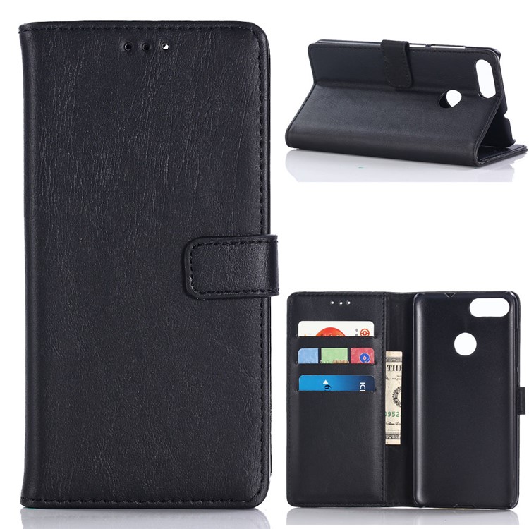 Retro Style Crazy Horse Texture Wallet Leather Mobile Phone Cover for Asus ZenFone Max Plus (M1) ZB570TL - Black-1