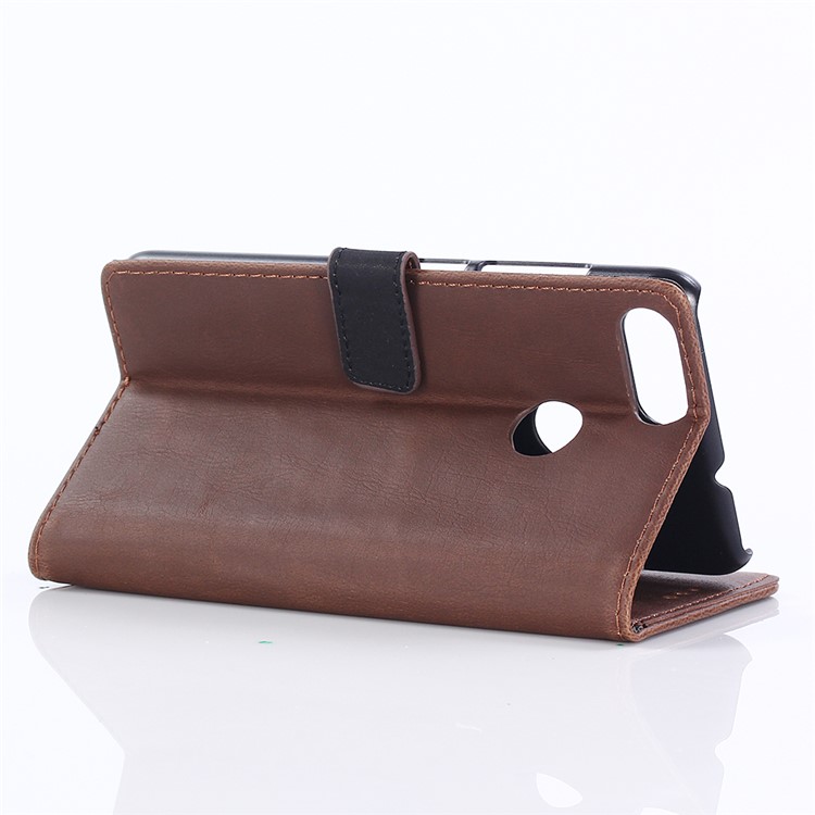 Retro Style Crazy Horse Grain Wallet Leather Case Accessory with Stand for Asus ZenFone Max Plus (M1) ZB570TL - Coffee-6