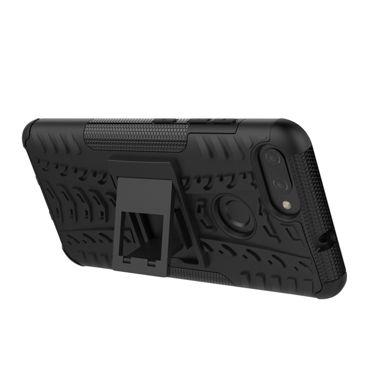 Tyre Pattern PC + TPU Hybrid Case with Kickstand for Asus ZenFone Max Plus (M1) ZB570TL - Black-4