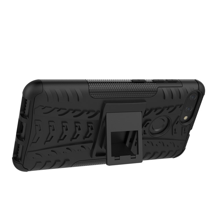 Tyre Pattern PC + TPU Hybrid Case with Kickstand for Asus ZenFone Max Plus (M1) ZB570TL - Black-5