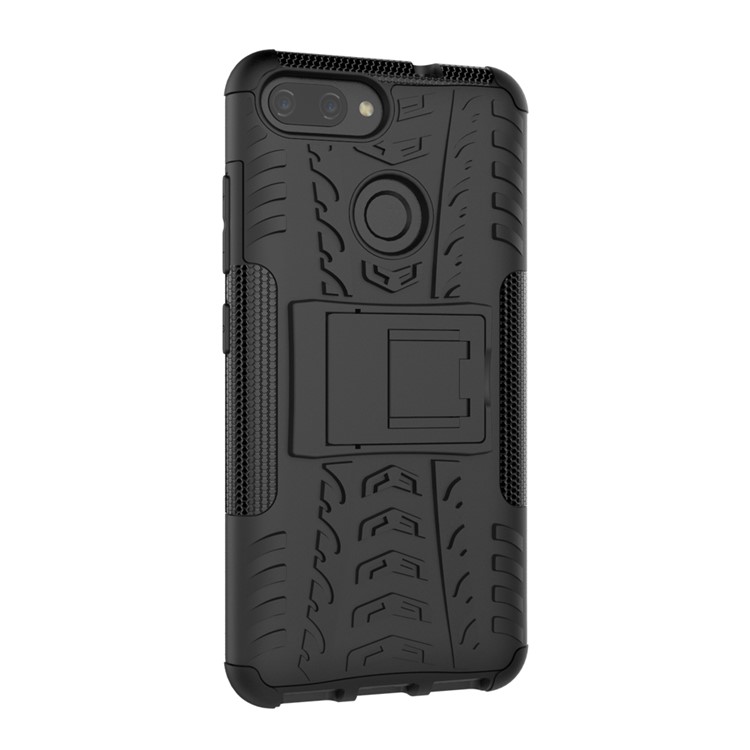 Tyre Pattern PC + TPU Hybrid Case with Kickstand for Asus ZenFone Max Plus (M1) ZB570TL - Black-8