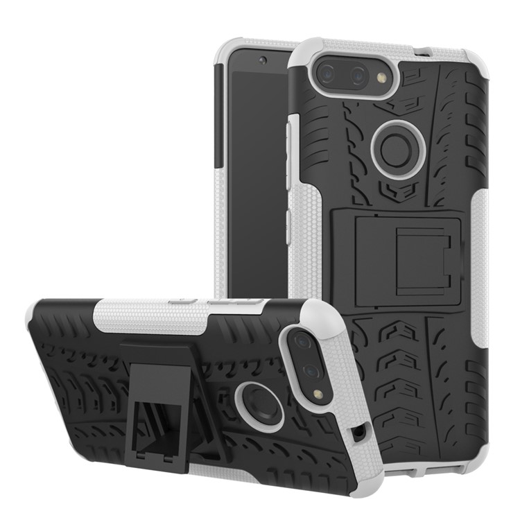 Tyre Pattern PC + TPU Hybrid Shell with Kickstand for Asus ZenFone Max Plus (M1) ZB570TL - White-1