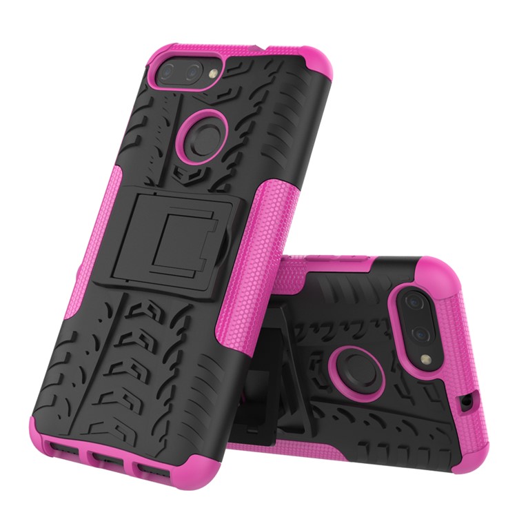 Tyre Pattern PC + TPU Hybrid Casing Shell with Kickstand for Asus ZenFone Max Plus (M1) ZB570TL - Rose-2