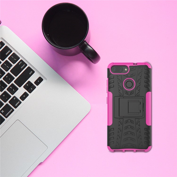Tyre Pattern PC + TPU Hybrid Casing Shell with Kickstand for Asus ZenFone Max Plus (M1) ZB570TL - Rose-3