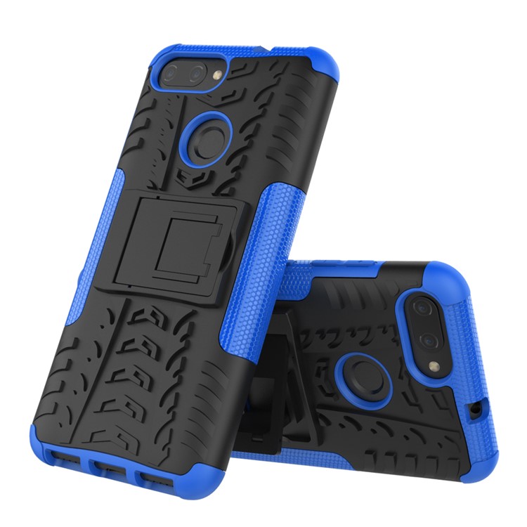Tyre Pattern PC + TPU Hybrid Phone Casing with Kickstand for Asus ZenFone Max Plus (M1) ZB570TL - Blue-2
