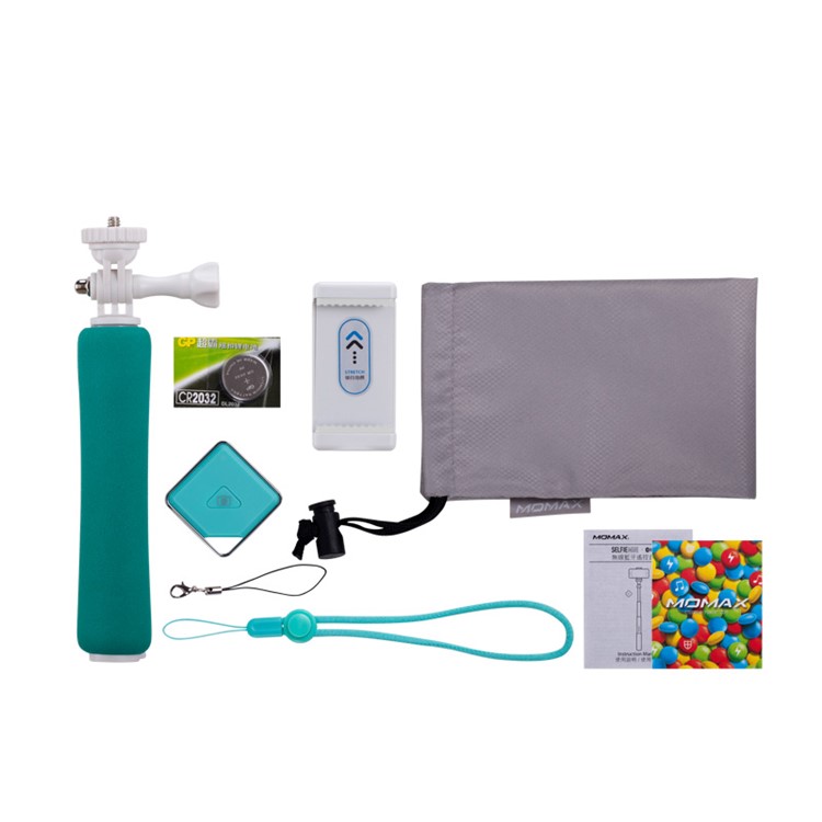 MOMAX Mini Extendable Selfie Monopod with Bluetooth Remote Shutter for Camera and Phones - Green-10