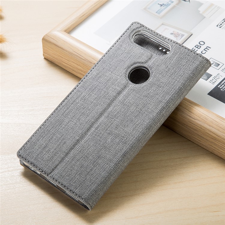 VILI DMX Cross Texture Card Holder Leather Stand Case for Asus ZenFone Max Plus (M1) ZB570TL - Grey-2