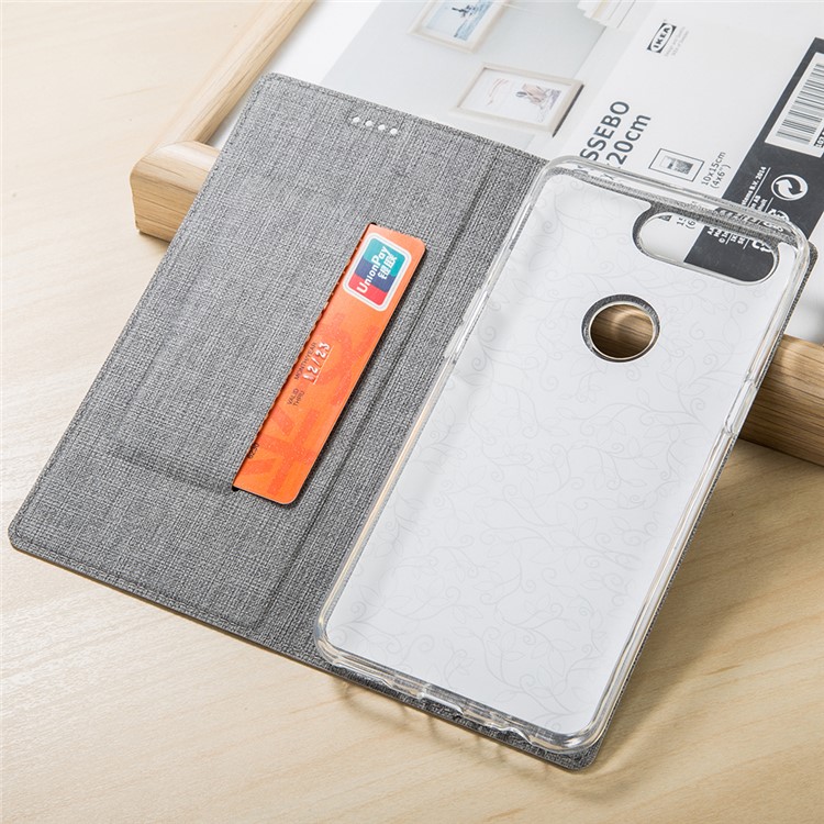VILI DMX Cross Texture Card Holder Leather Stand Case for Asus ZenFone Max Plus (M1) ZB570TL - Grey-3