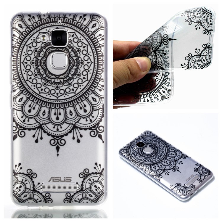 Pattern Printing Soft TPU Cellphone Cover for Asus Zenfone 3 Max ZC520TL - Black Mandala-1