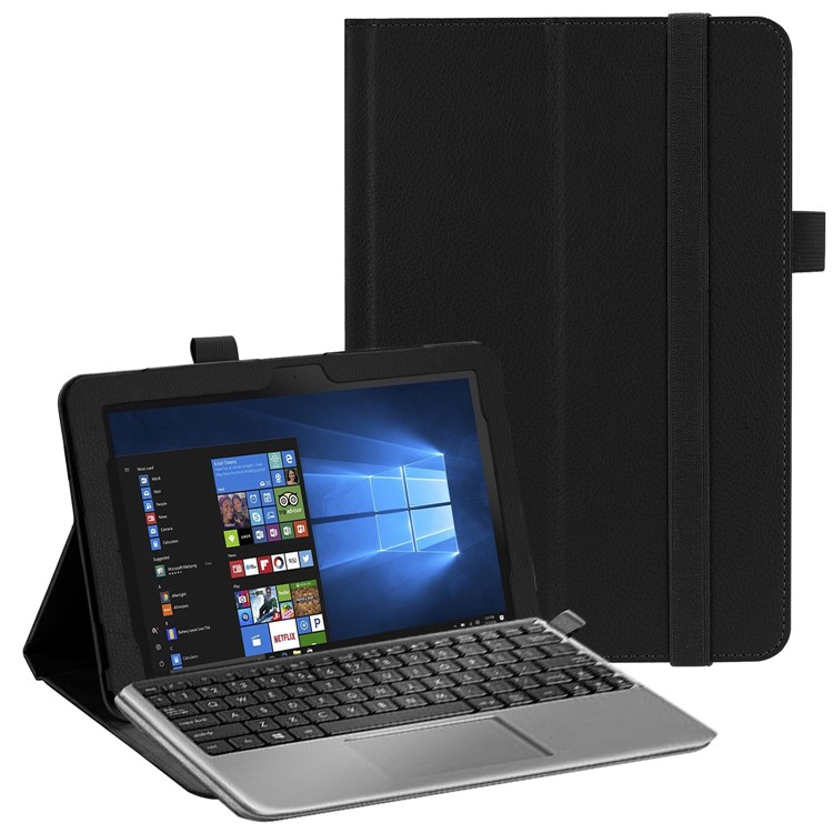 PU Leather Stand Case with Stylus Pen Holder for Asus Transformer Book T103HAF - Black-1