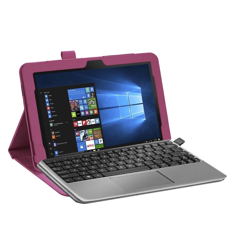 For Asus Transformer Book T103HAF PU Leather Stand Tablet Cover Case with Stylus Pen Holder - Purple-5