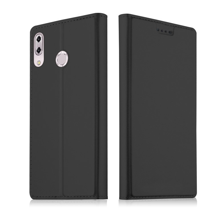 Card Holder Auto-absorbed Leather Cell Phone Case with Stand for Asus Zenfone 5Z ZS620KL - Black-1