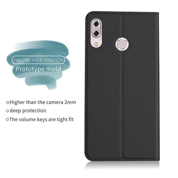 Card Holder Auto-absorbed Leather Cell Phone Case with Stand for Asus Zenfone 5Z ZS620KL - Black-3