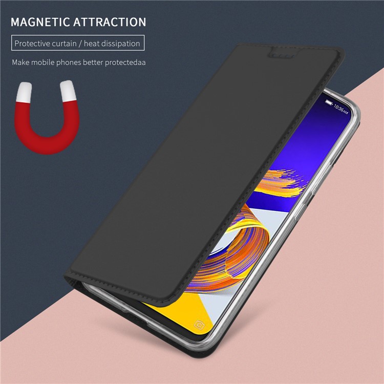 Card Holder Auto-absorbed Leather Cell Phone Case with Stand for Asus Zenfone 5Z ZS620KL - Black-4