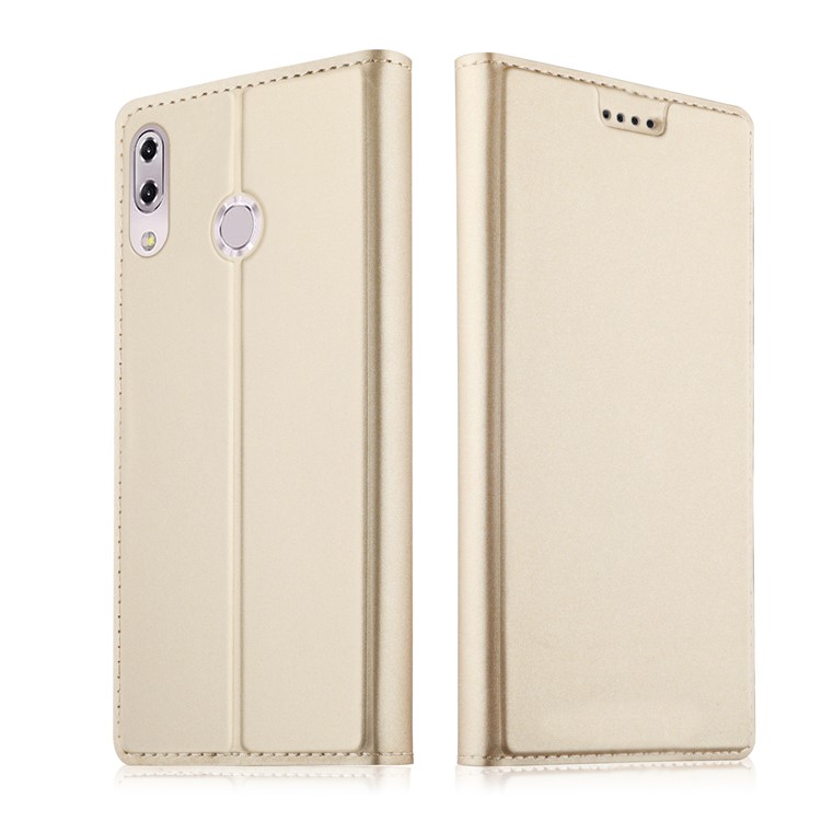 Card Holder Auto-absorbed Leather Cell Phone Cover with Stand for Asus Zenfone 5Z ZS620KL - Gold-1