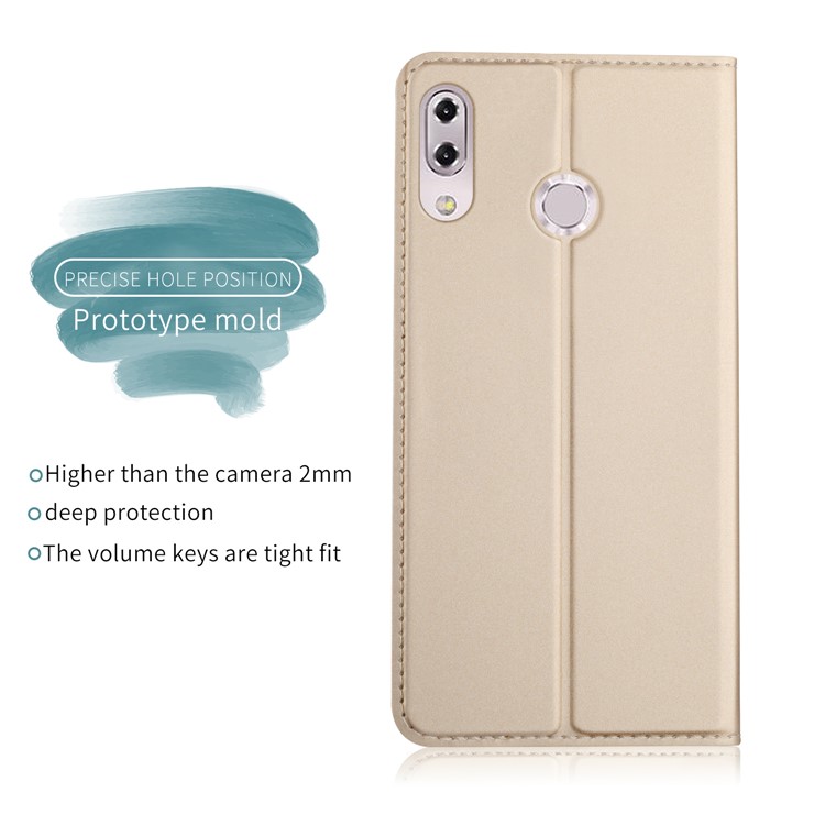 Card Holder Auto-absorbed Leather Cell Phone Cover with Stand for Asus Zenfone 5Z ZS620KL - Gold-3