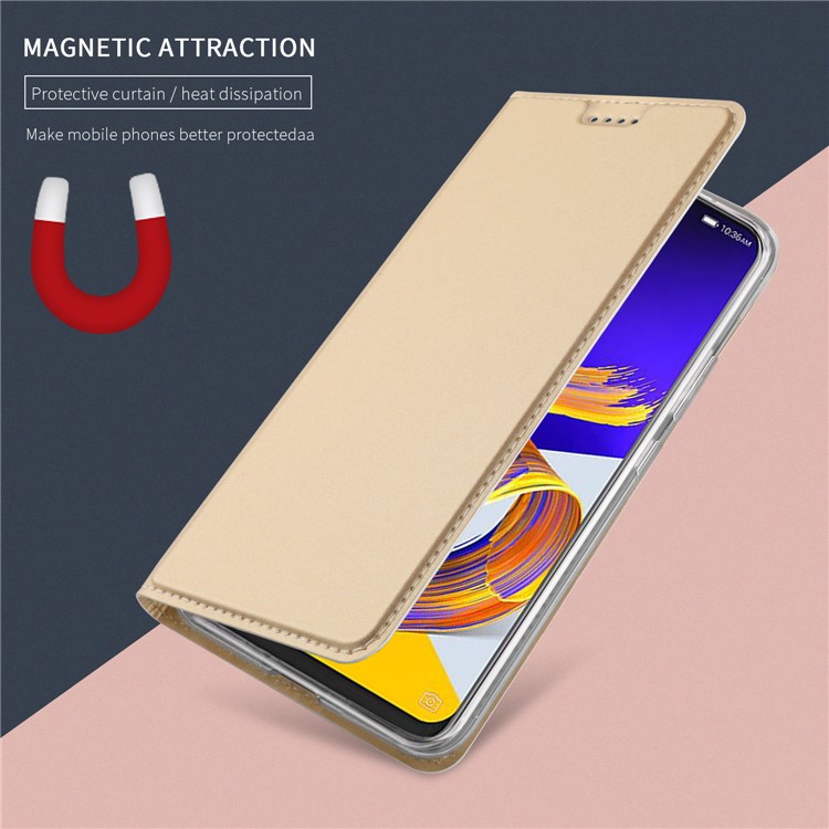 Card Holder Auto-absorbed Leather Cell Phone Cover with Stand for Asus Zenfone 5Z ZS620KL - Gold-4