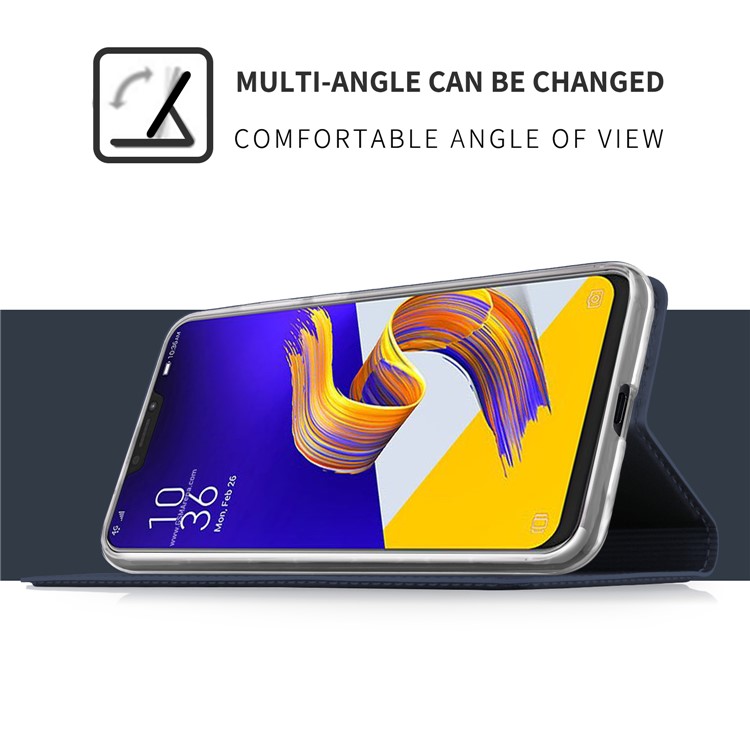 Card Holder Auto-absorbed Leather Cell Phone Cover with Stand for Asus Zenfone 5Z ZS620KL - Gold-5