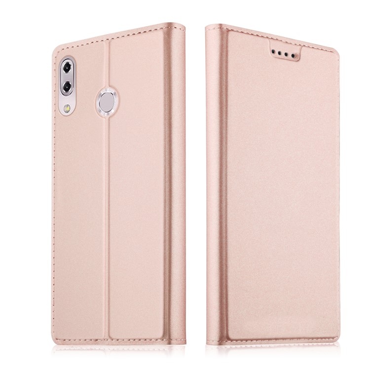 Card Holder Auto-absorbed Leather Cell Phone Shell with Stand for Asus Zenfone 5Z ZS620KL - Rose Gold-1