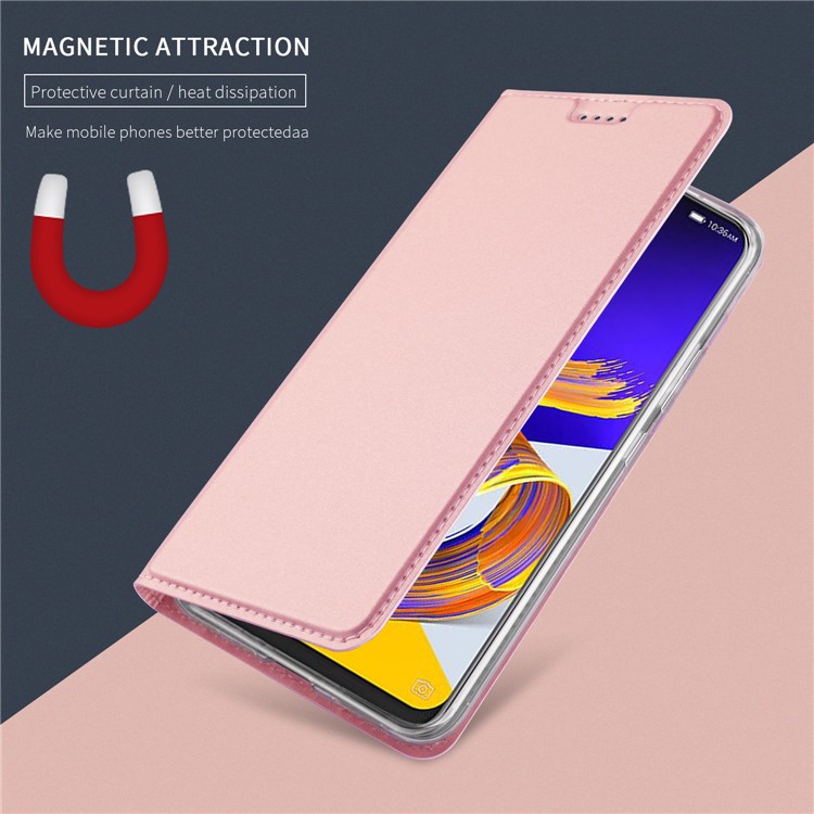 Card Holder Auto-absorbed Leather Cell Phone Shell with Stand for Asus Zenfone 5Z ZS620KL - Rose Gold-4