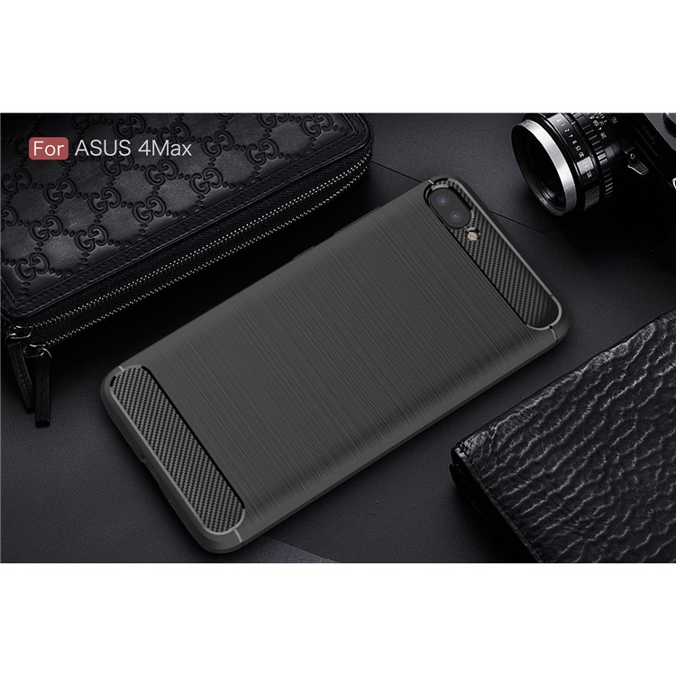 50PCS/Lot Carbon Fibre Brushed TPU Case for Asus Zenfone 4 Max ZC520KL - Black-10