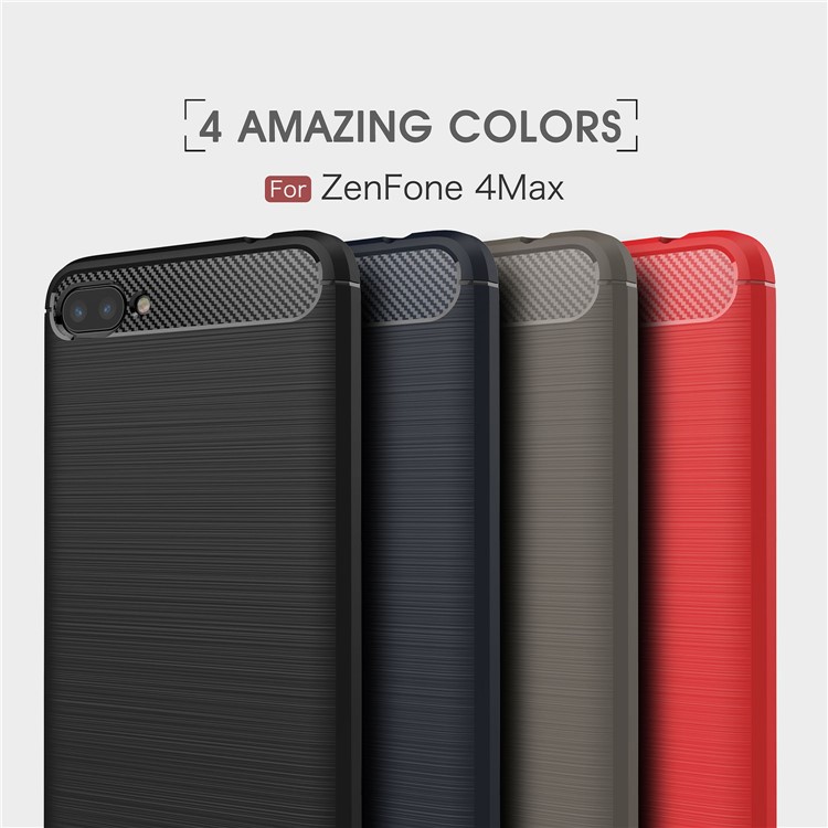 50PCS/Lot Carbon Fibre Brushed TPU Case for Asus Zenfone 4 Max ZC520KL - Black-11