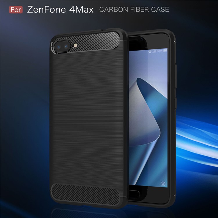 50PCS/Lot Carbon Fibre Brushed TPU Case for Asus Zenfone 4 Max ZC520KL - Black-2