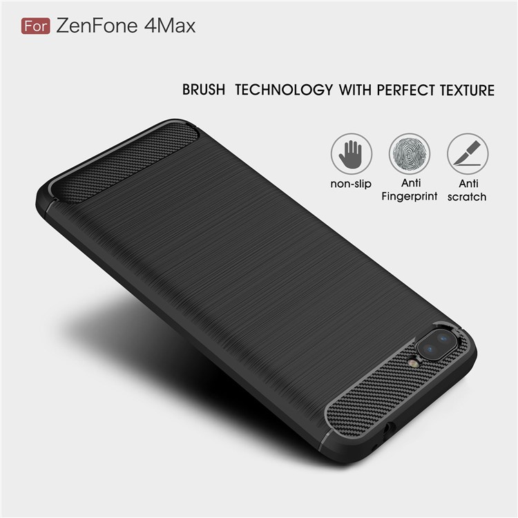 50PCS/Lot Carbon Fibre Brushed TPU Case for Asus Zenfone 4 Max ZC520KL - Black-3