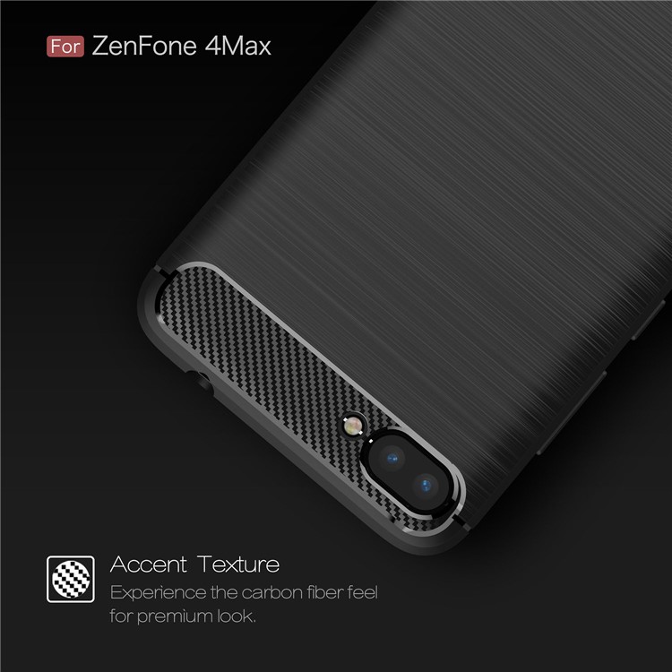 50PCS/Lot Carbon Fibre Brushed TPU Case for Asus Zenfone 4 Max ZC520KL - Black-4