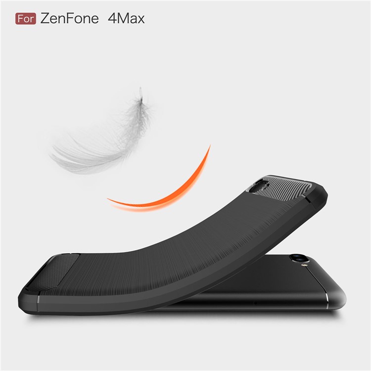 50PCS/Lot Carbon Fibre Brushed TPU Case for Asus Zenfone 4 Max ZC520KL - Black-7