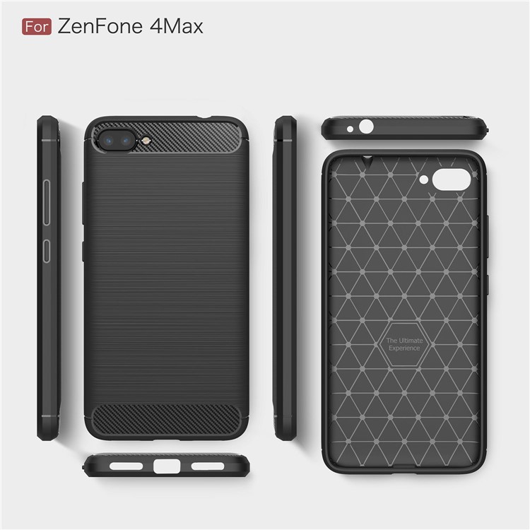 50PCS/Lot Carbon Fibre Brushed TPU Case for Asus Zenfone 4 Max ZC520KL - Black-9