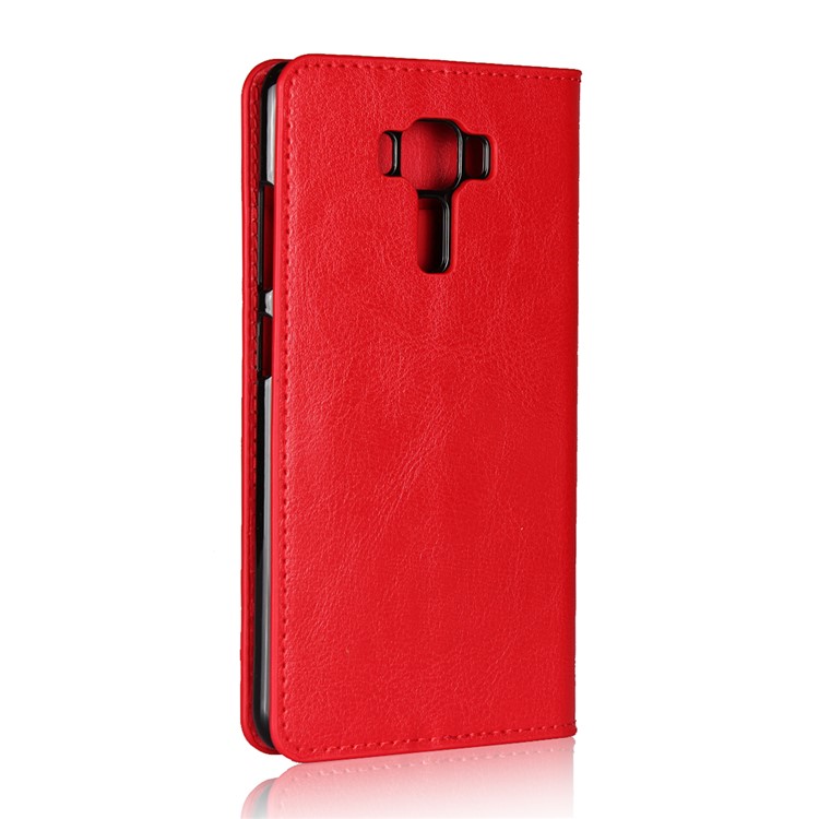 Crazy Horse Texture Genuine Leather Wallet Mobile Cover for Asus Zenfone 3 Laser ZC551KL - Red-3