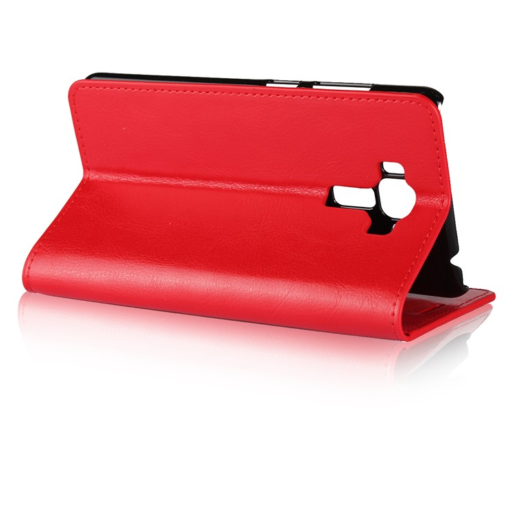 Crazy Horse Texture Genuine Leather Wallet Mobile Cover for Asus Zenfone 3 Laser ZC551KL - Red-4