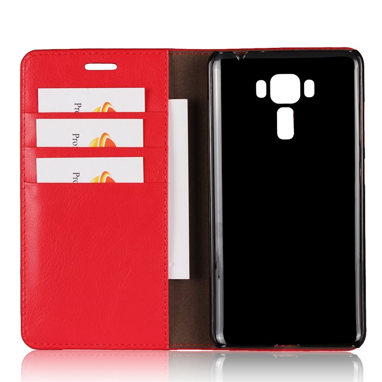 Crazy Horse Texture Genuine Leather Wallet Mobile Cover for Asus Zenfone 3 Laser ZC551KL - Red-5