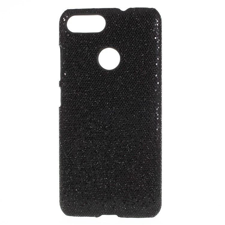 Leather Coated PC Phone Casing for Asus ZenFone Max Plus (M1) ZB570TL - Black Glittery Sequins-1